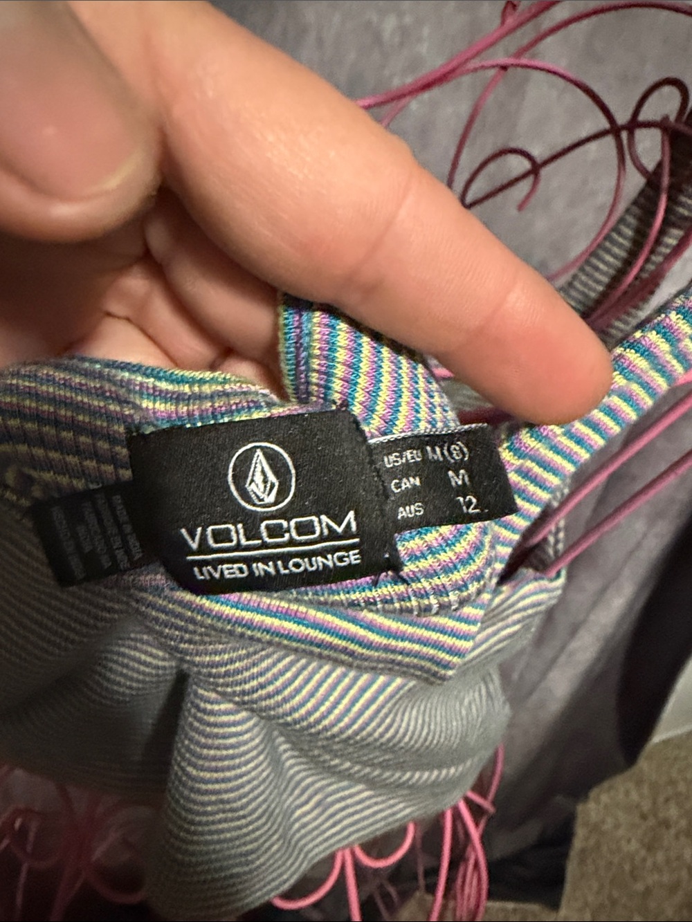 Volcom Gray Striped Ribbed Tank Top - Picture 6 of 7